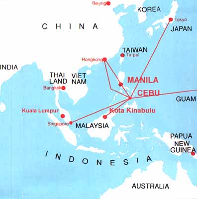 Direct air routes to Manila/Cebu